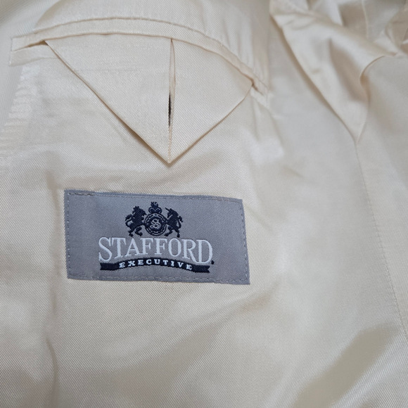 90s Vintage Ivory Single Breasted Double Button Silk Blazer Sports Coat Size 42R - Picture 8 of 10